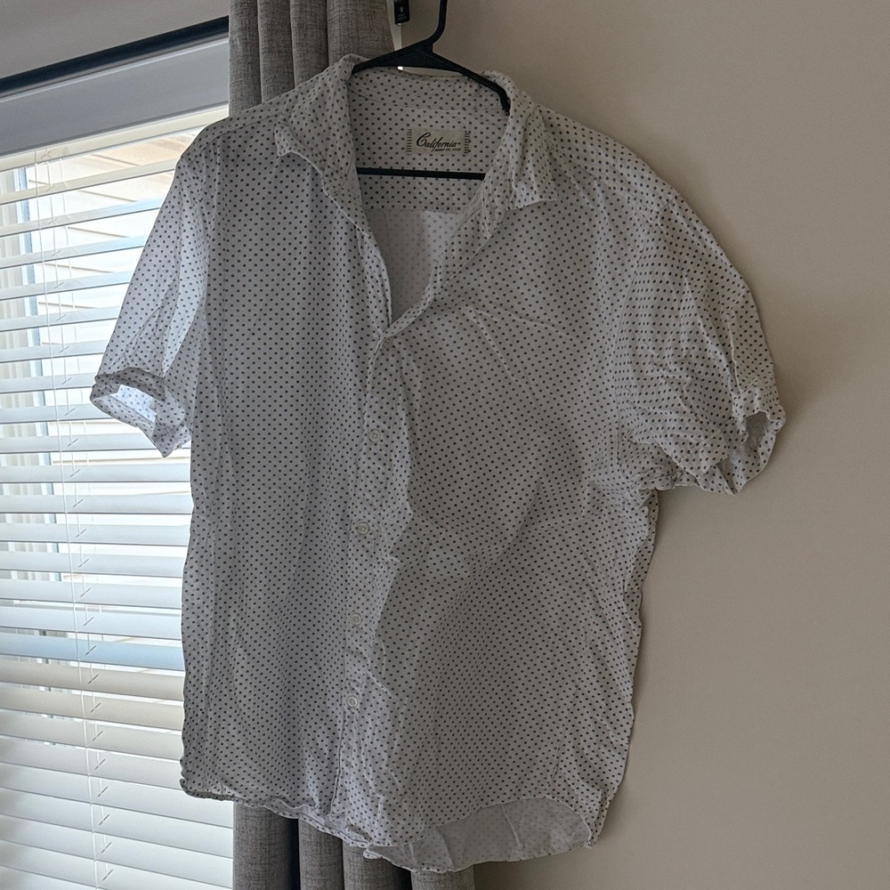 Men's White Blue Dot Shirt